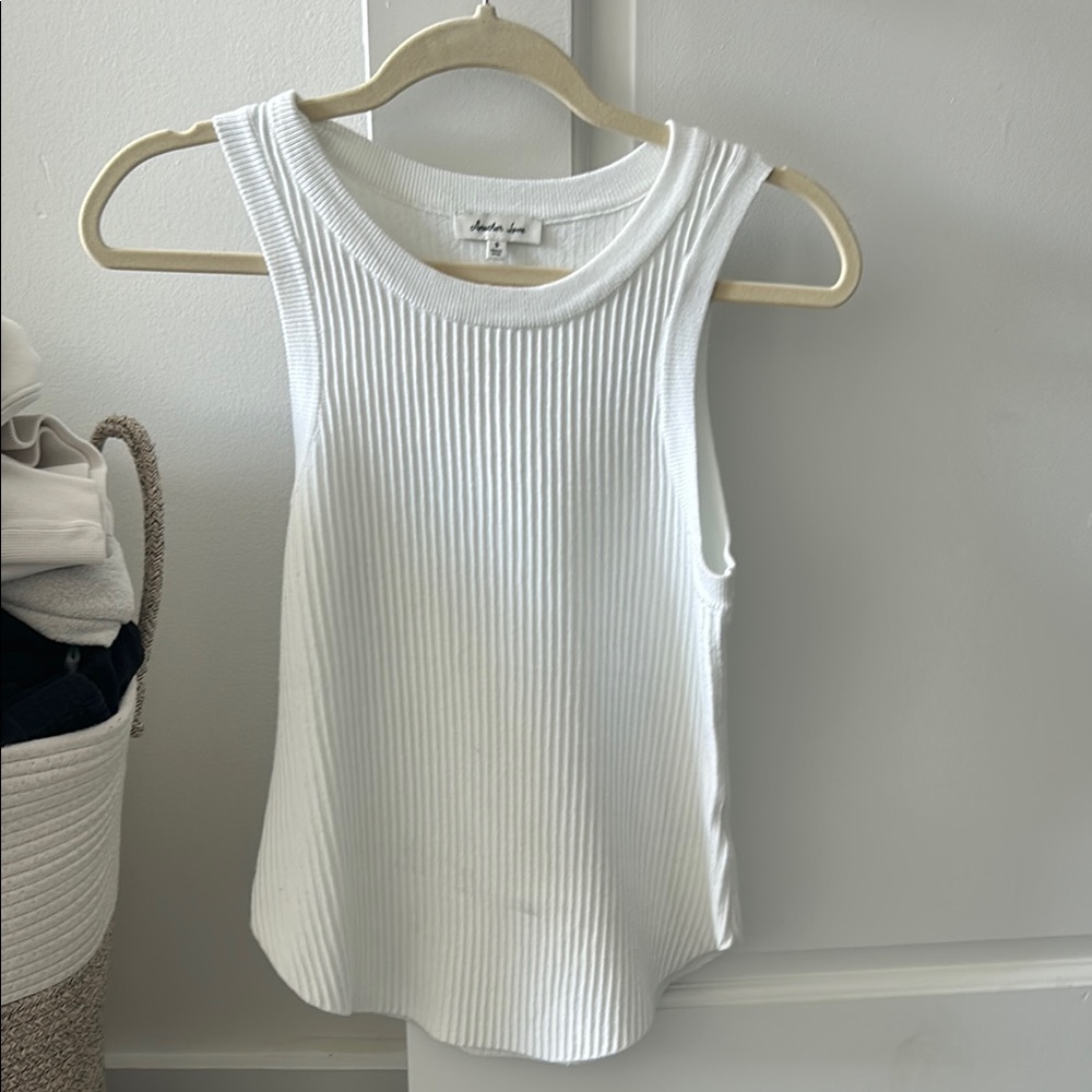 Another Love White Ribbed Tank Top